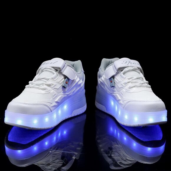 Kids Viv-white Light-up Roller Shoes With Usb Rechargeable Led Sneakers Shoes - Picture 4 of 6